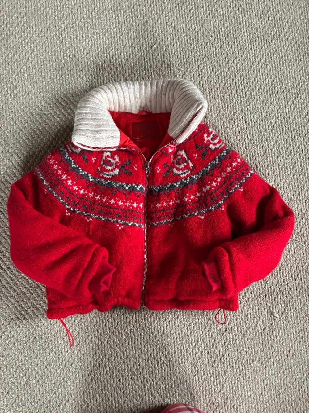 Anthropologie Blank NYC Nordic Fair Isle Sweater Puffer Jacket Size XS